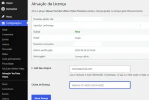 Chave do Plugin WordPress para integrar YouTube automaticamente exibindo o último vídeo do canal sem API do Google e com compatibilidade Elementor.