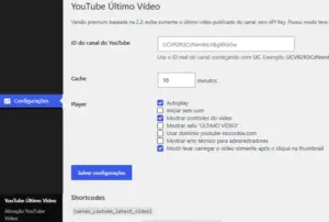 Plugin WordPress para integrar YouTube automaticamente exibindo o último vídeo do canal sem API do Google e com compatibilidade Elementor.
